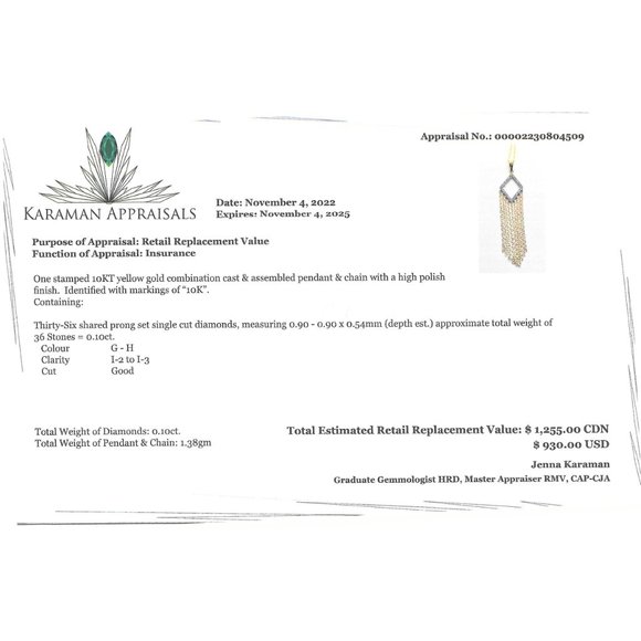 10K Gold Diamond Pendant with Chain - Picture 2 of 2